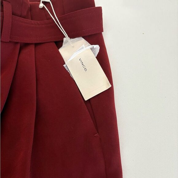 Vince High Red Waisted Belted Shorts - Picture 6 of 8